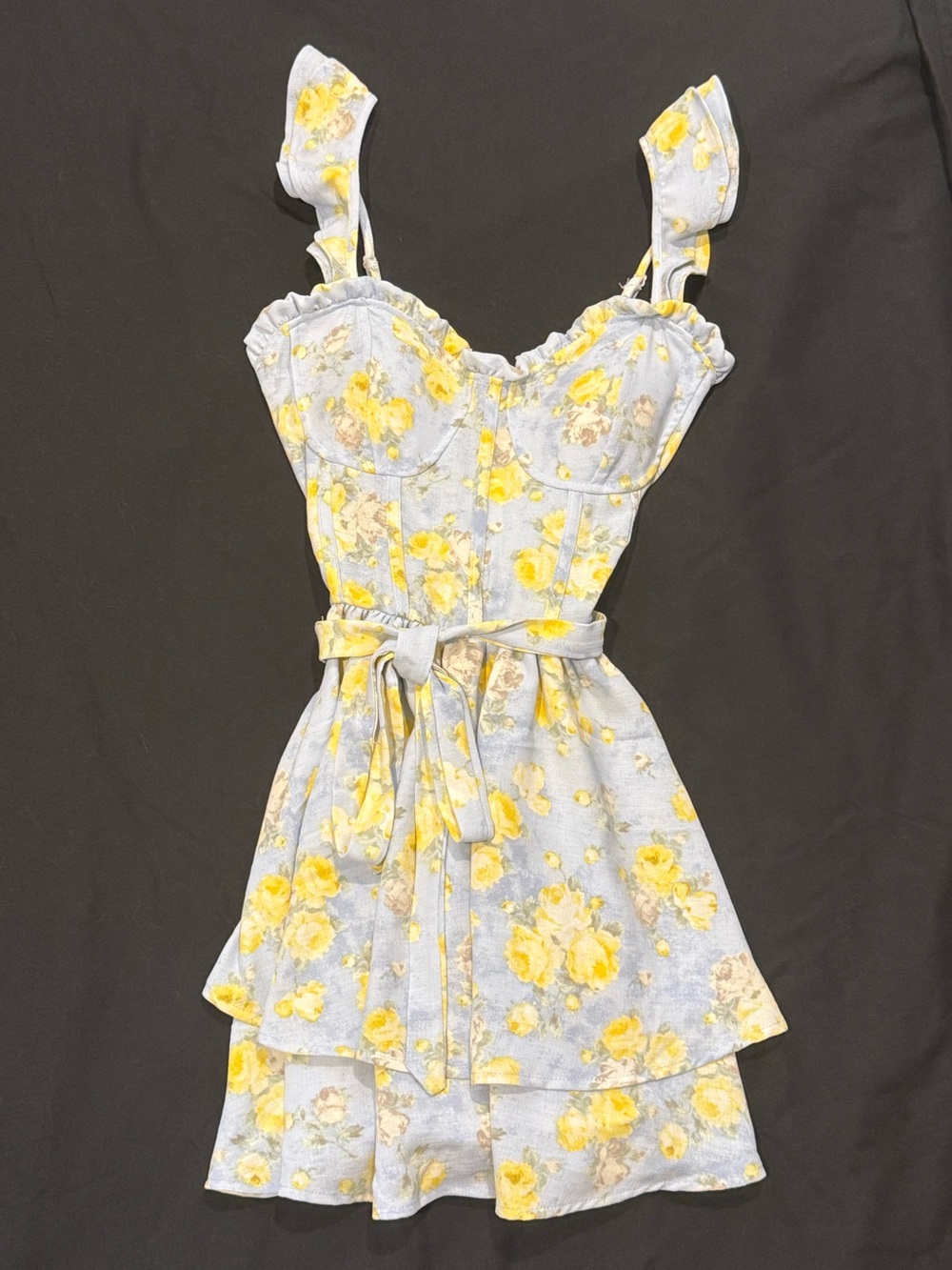 Floral Bustier Sundress with Yellow Roses